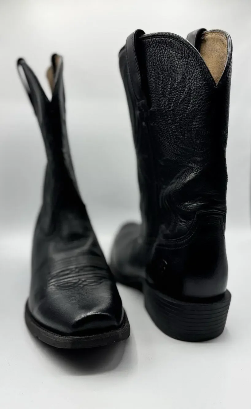 ARIAT SPORT BLACK COWHIDE LEATHER CUTTER TOE COWBOY BOOTS #10063960 MEN'S 12D
